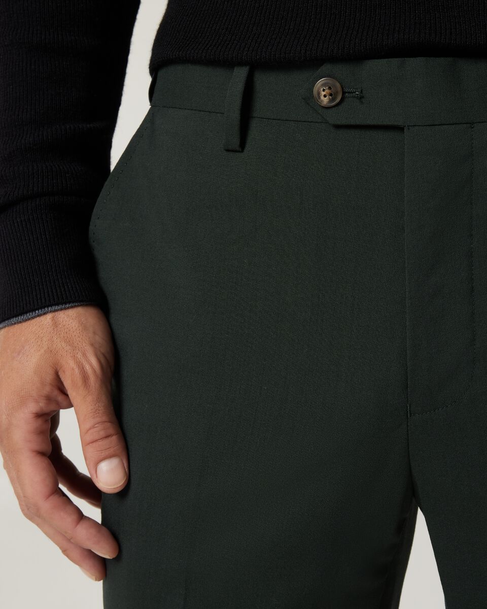 Slim stretch wool premium tailored pant, Dark Khaki, hi-res